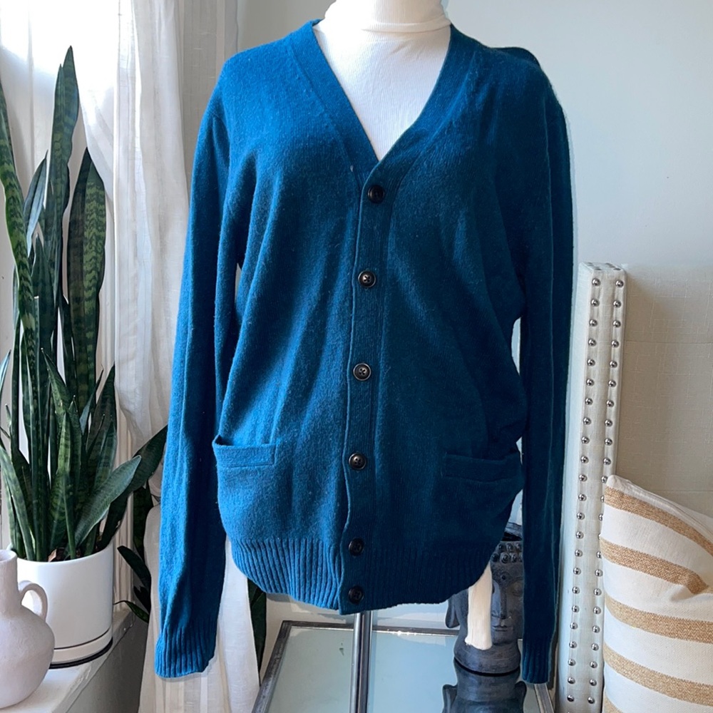 Uniqlo wool blend blue cardigan